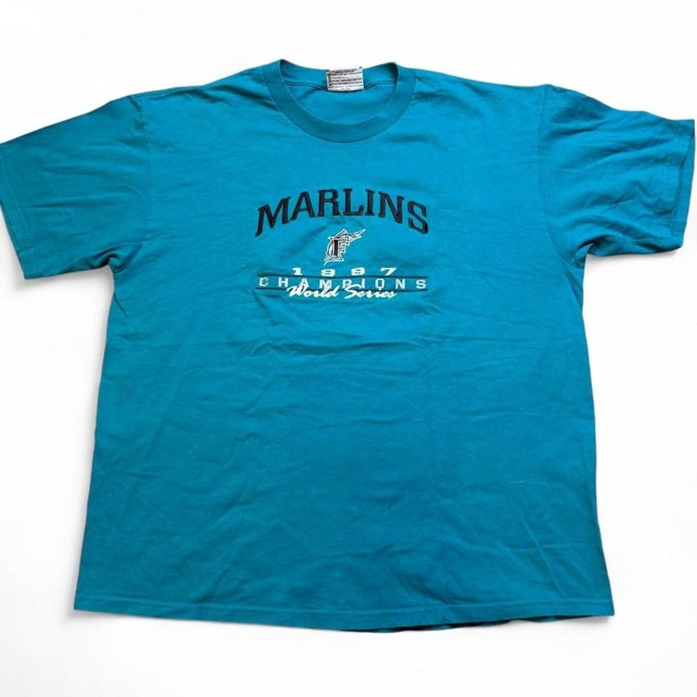 Vintage 1997 Florida Marlins World Series MLB championship T-shirt size XL